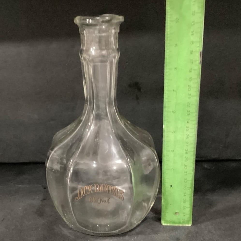 Vintage Jack Daniels Old No 7 Bourbon Whiskey Glass Decanter Bottle Gold 1.75L * - Thumbnail 2