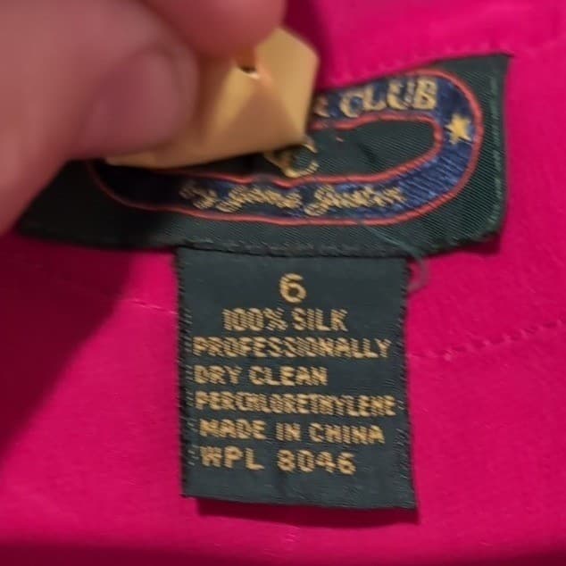 Charter Club by Jane Justin Fuchsia Pink 100% Silk Short Sleeve Blouse, Size 6 - Thumbnail 5