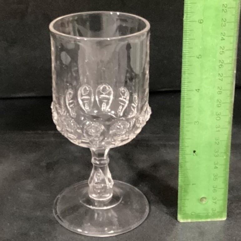 Antique EAPG Torpedo Pattern Thompson Glass Co. Goblets 1889 Set of 4 - Thumbnail 2