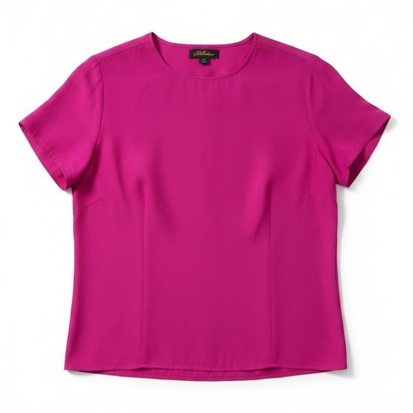 Charter Club by Jane Justin Fuchsia Pink 100% Silk Short Sleeve Blouse, Size 6