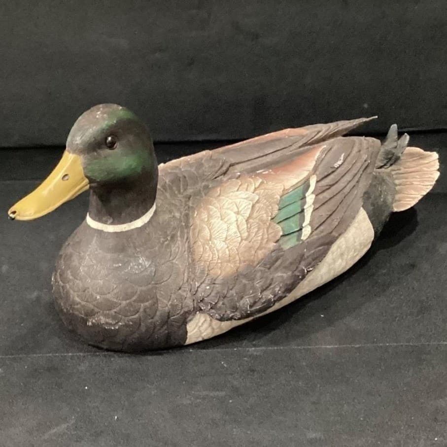 Mallard Drake Resin Figurine, Life-Like Duck Decor Stretching Wing, Vtg Accent - Thumbnail 6