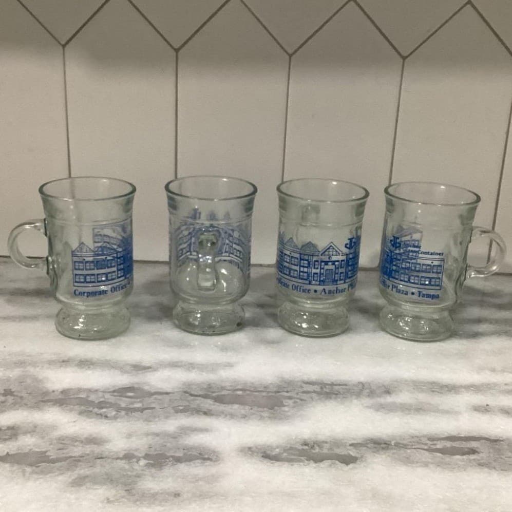 ANCHOR HOCKING Corporate Plaza Irish Mugs Glass Container Tampa Florida Set Of 4 - Thumbnail 10