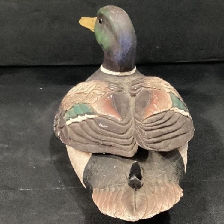 Mallard Drake Resin Figurine, Life-Like Duck Decor Stretching Wing, Vtg Accent - Thumbnail 9