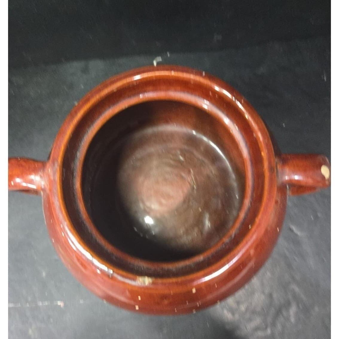 Boston Style Double Handled Bean Pot, Vintage Tan Brown Pottery, Kitchenware - Thumbnail 7