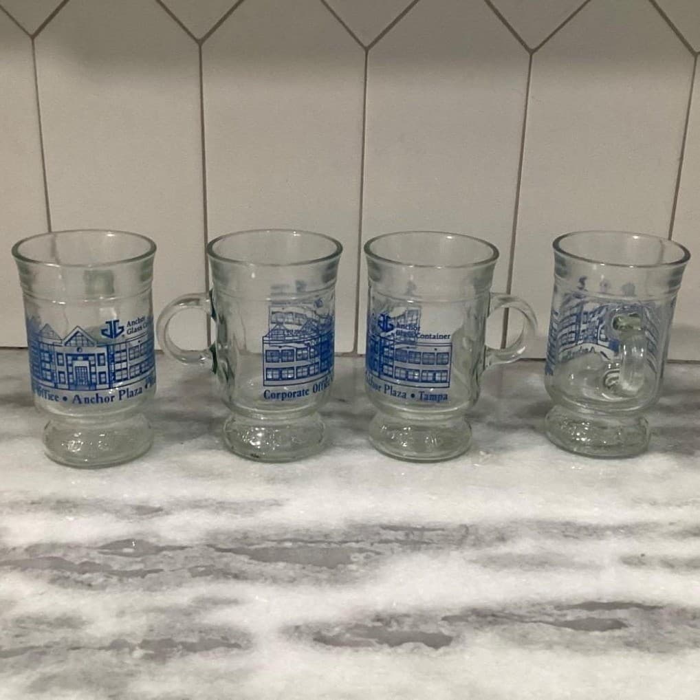 ANCHOR HOCKING Corporate Plaza Irish Mugs Glass Container Tampa Florida Set Of 4 - Thumbnail 9