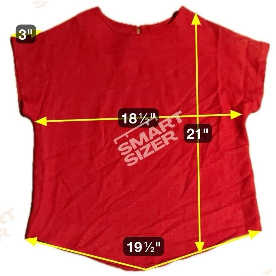 Danielle B Red Textured Rayon Flax Blend Short Sleeve Blouse, Women's Medium - Thumbnail 5