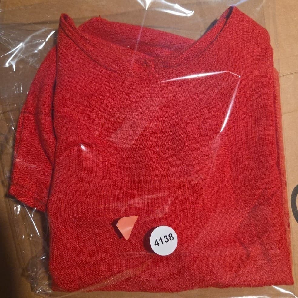 Danielle B Red Textured Rayon Flax Blend Short Sleeve Blouse, Women's Medium - Thumbnail 7