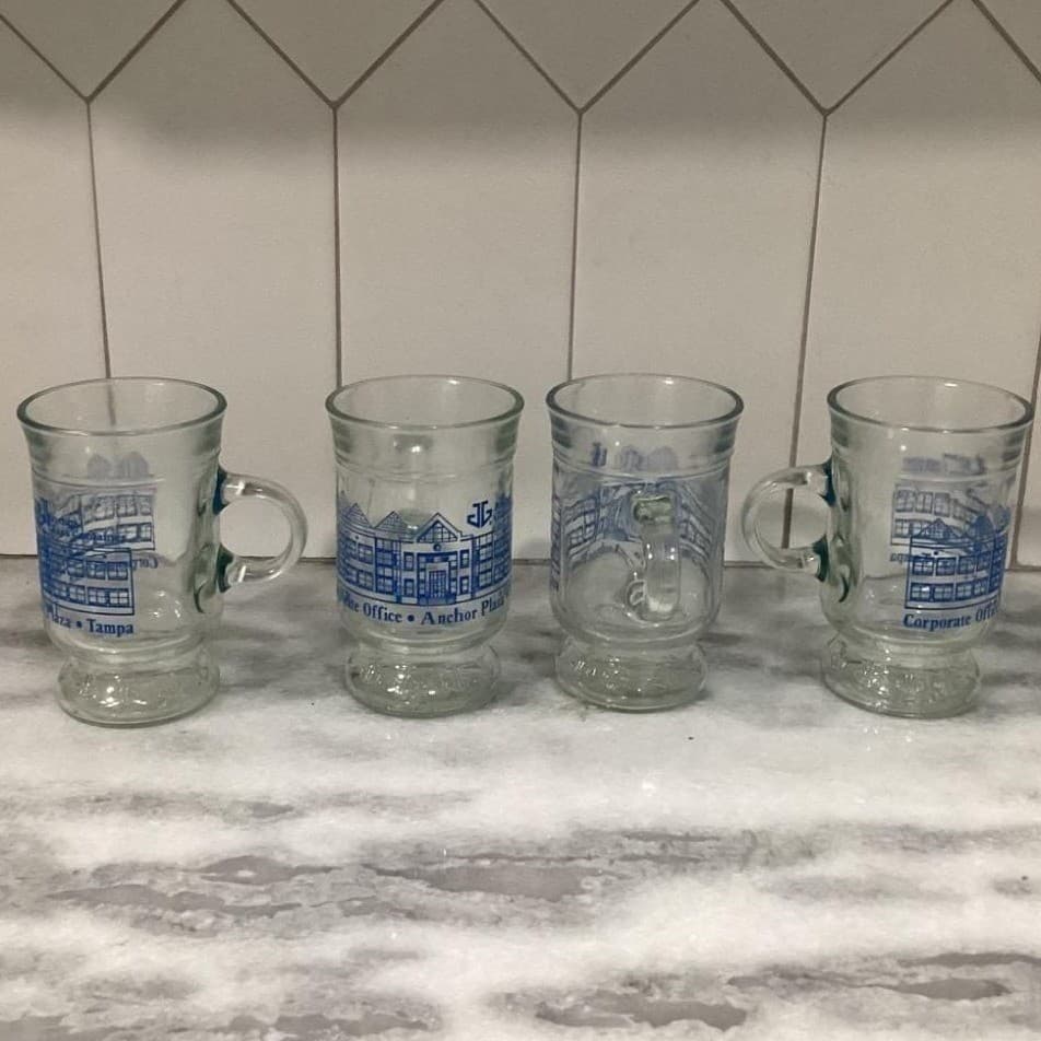 ANCHOR HOCKING Corporate Plaza Irish Mugs Glass Container Tampa Florida Set Of 4 - Thumbnail 8