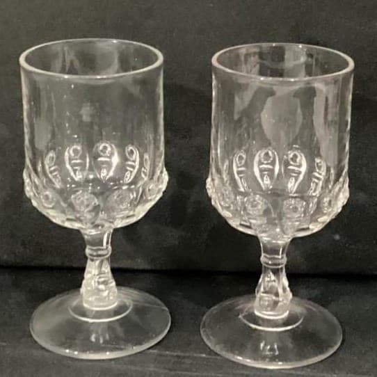 Vintage EAPG Thompson Glass Co. Torpedo 2 Water/Wine Goblets 6 1/8" ca. 1890 - Thumbnail 6