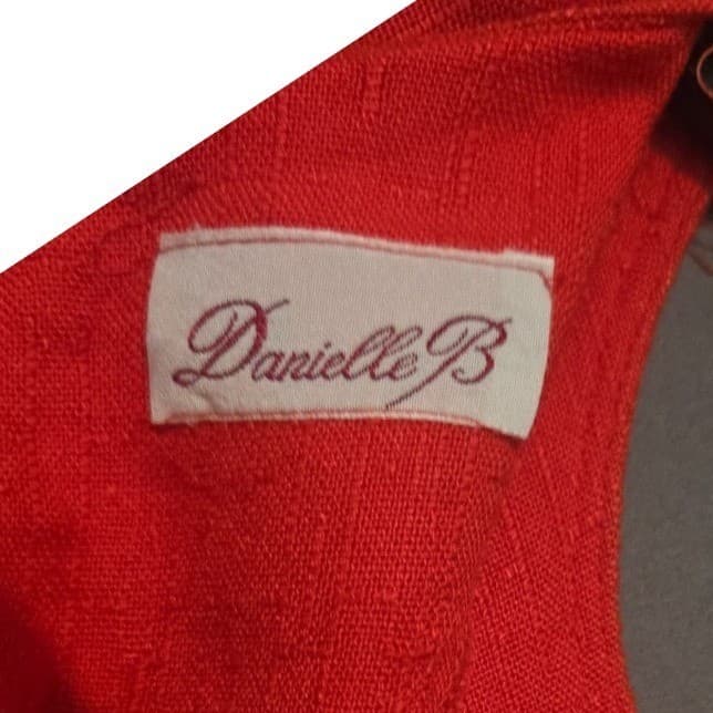 Danielle B Red Textured Rayon Flax Blend Short Sleeve Blouse, Women's Medium - Thumbnail 4