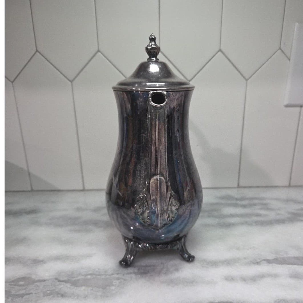 WM Rogers 800 Silver Plate Lidded Coffee Pot, Vintage Silverplate Teapot - Thumbnail 3