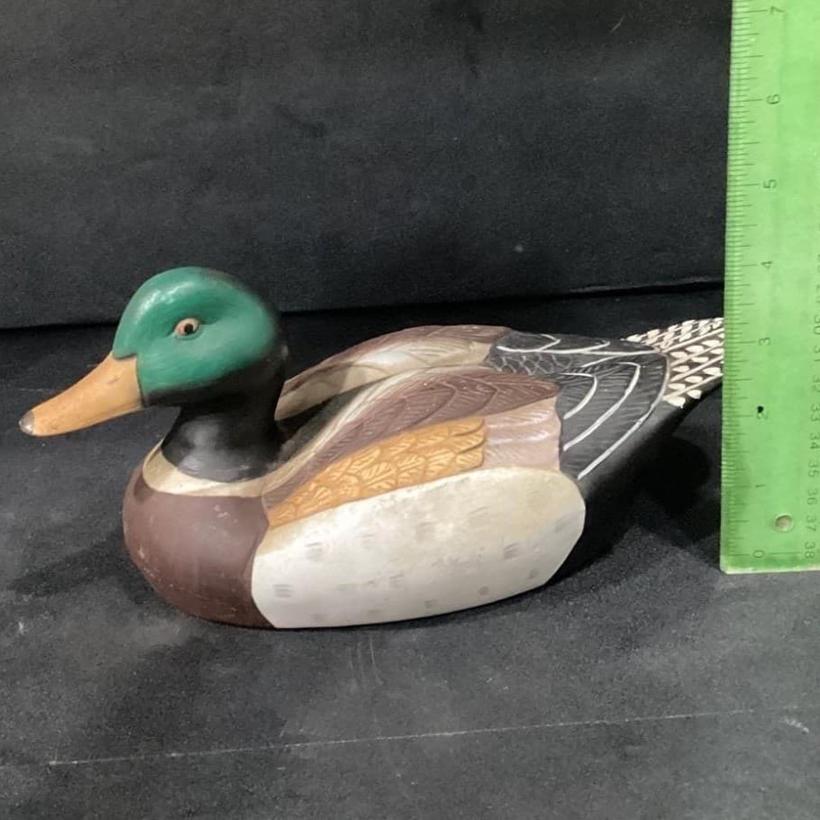 Porcelain Mallard Duck Drake Decoy Ceramic Figure Hand Made Painted Balos VTG - Thumbnail 3