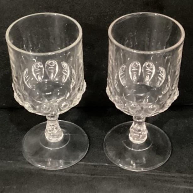 Vintage EAPG Thompson Glass Co. Torpedo 2 Water/Wine Goblets 6 1/8" ca. 1890 - Thumbnail 5