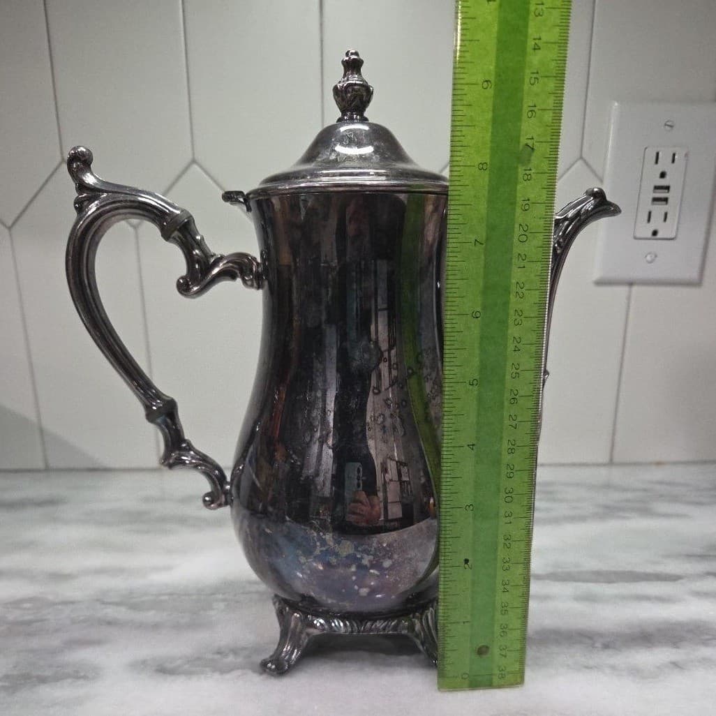 WM Rogers 800 Silver Plate Lidded Coffee Pot, Vintage Silverplate Teapot - Thumbnail 10