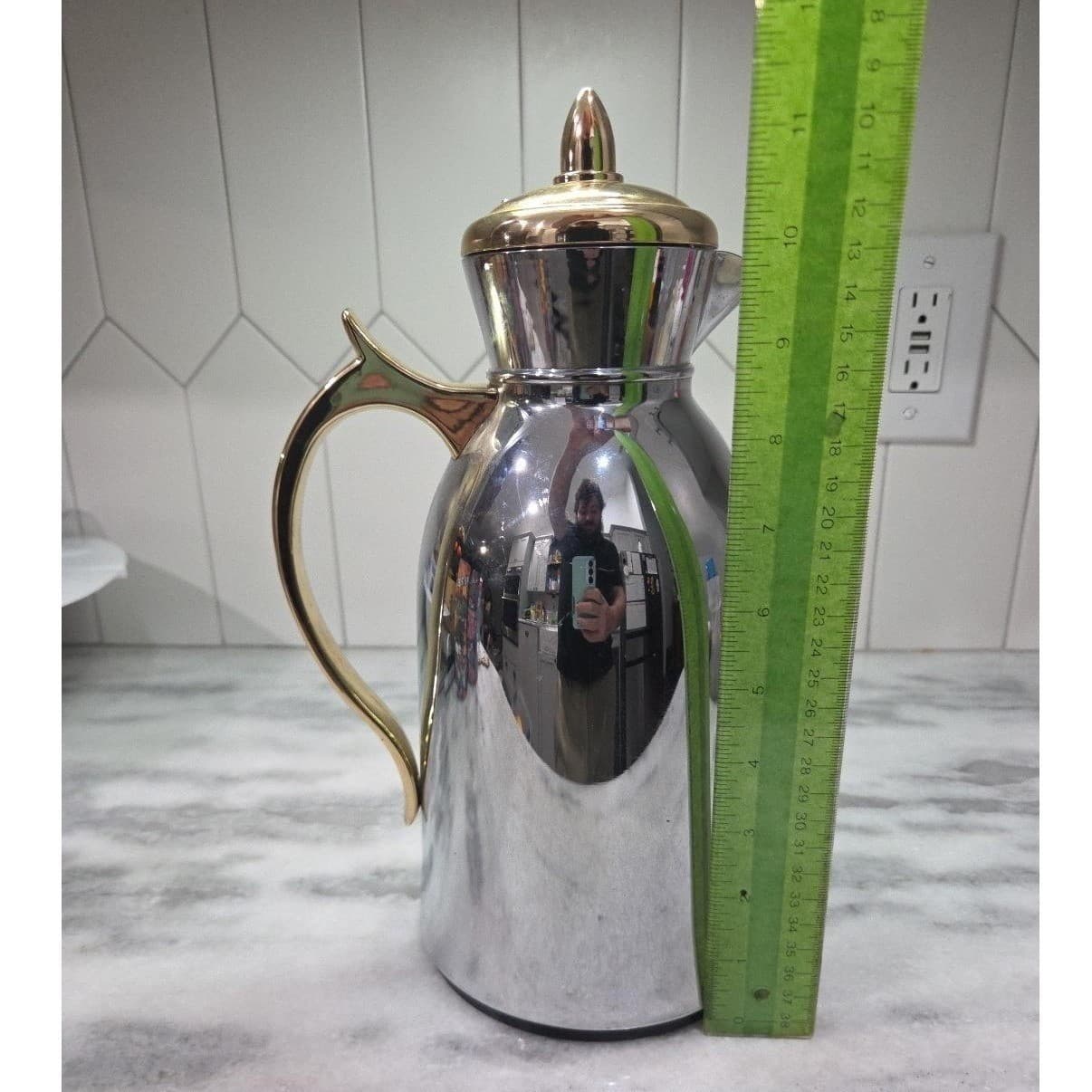 Thermal 1qt Plastic Coffee Pot, Vintage Insulated Silver Carafe, Kitchenware - Thumbnail 10