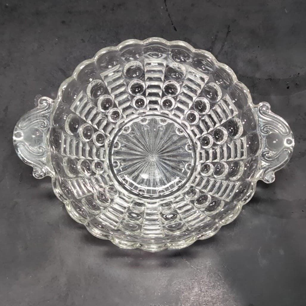 Anchor Hocking Clear Bubble Glass Dish, Tab Handle Bowl, Replacement Glassware - Thumbnail 3
