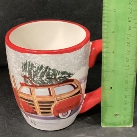 Nantucket Home for Holiday "Woody" Car Christmas Tree Coffee Tea Cup Mug - Thumbnail 2