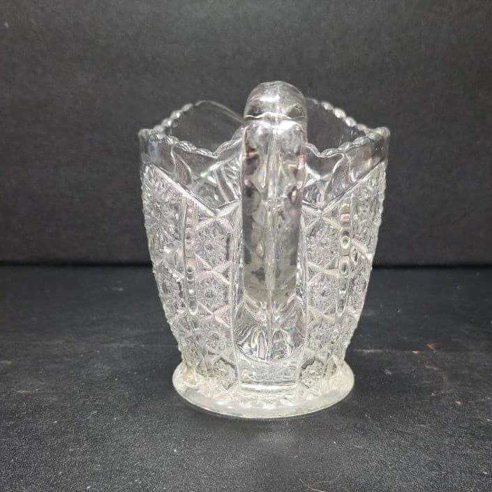 Indiana Glass Paneled Daisy Finecut Creamer, Clear Pressed Glass Small Pitcher - Thumbnail 5