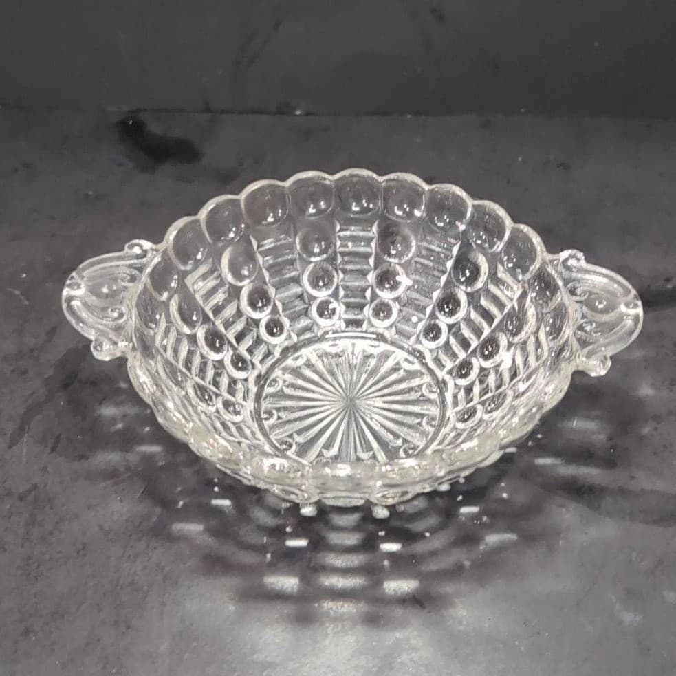 Anchor Hocking Clear Bubble Glass Dish, Tab Handle Bowl, Replacement Glassware - Thumbnail 2
