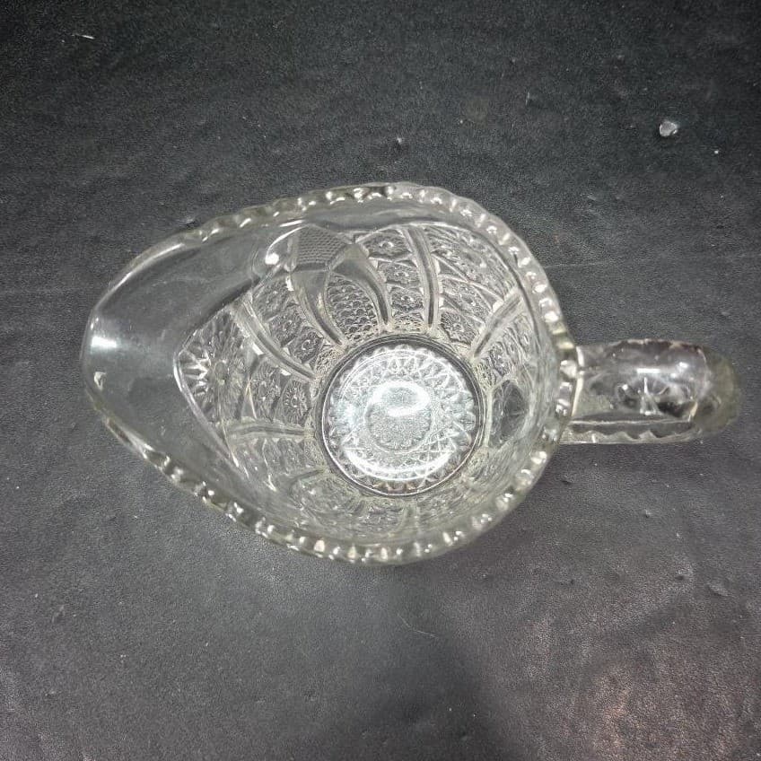 Indiana Glass Paneled Daisy Finecut Creamer, Clear Pressed Glass Small Pitcher - Thumbnail 7