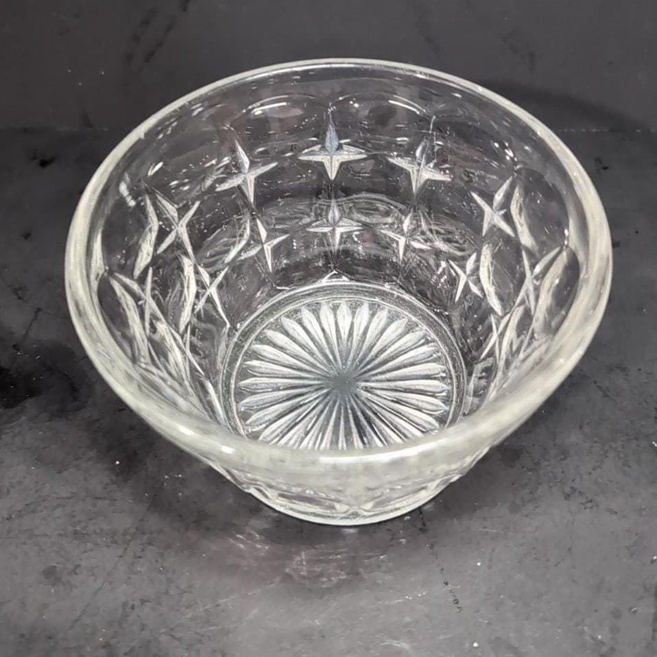 Indiana Glass Clear Mayonnaise Bowl, Constellation Pattern, Vintage Replacement - Thumbnail 2
