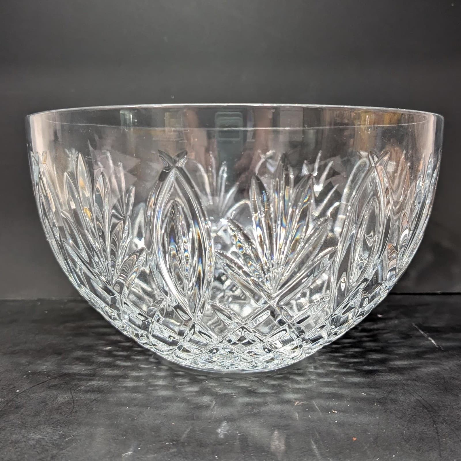 Waterford Crystal Clear Centerpiece, Vintage Artisan Signed Large Serving Bowl - Thumbnail 4