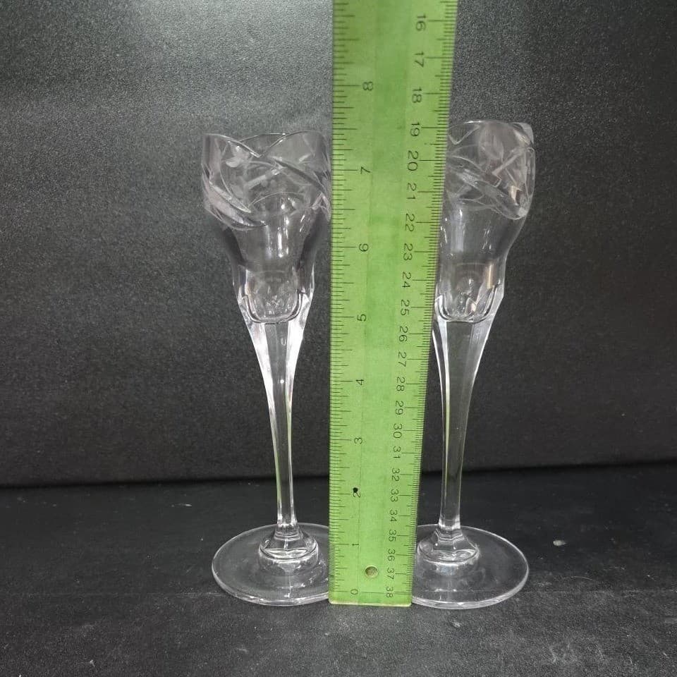 Mikasa Park Place Crystal Candleholders, Set of 2, Vintage Taper Holders - Thumbnail 9