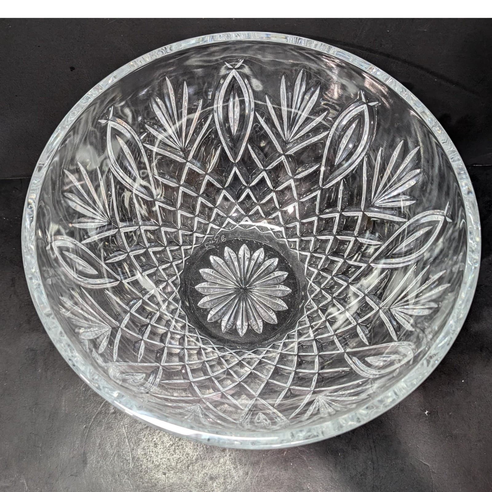 Waterford Crystal Clear Centerpiece, Vintage Artisan Signed Large Serving Bowl - Thumbnail 7