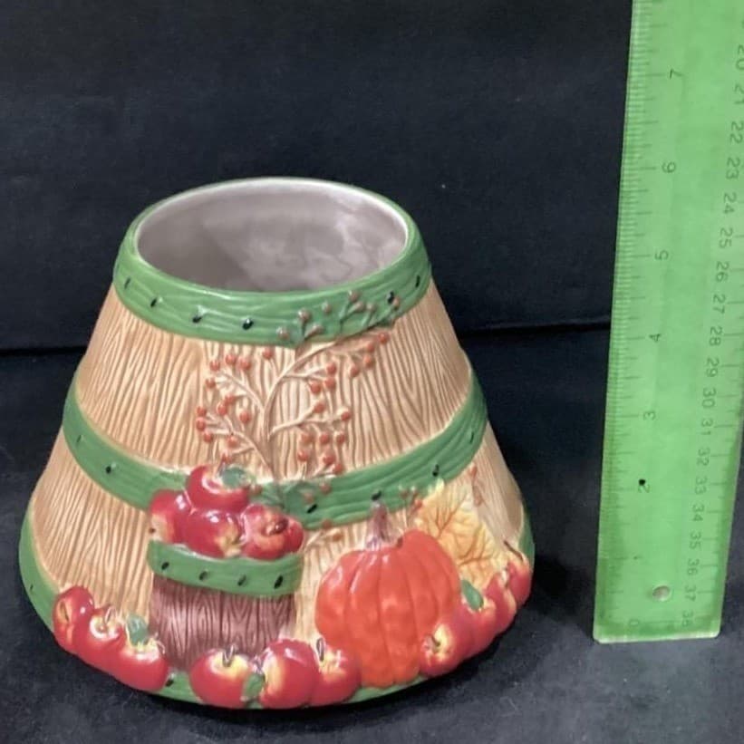 Yankee Candle Autumn Fall Thanksgiving Shade/ Candle Topper Pumpkins Apples - Thumbnail 2