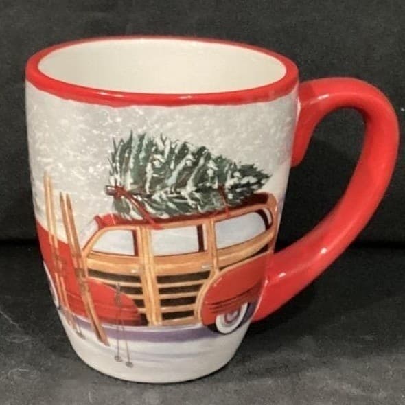 Nantucket Home for Holiday "Woody" Car Christmas Tree Coffee Tea Cup Mug - Thumbnail 7
