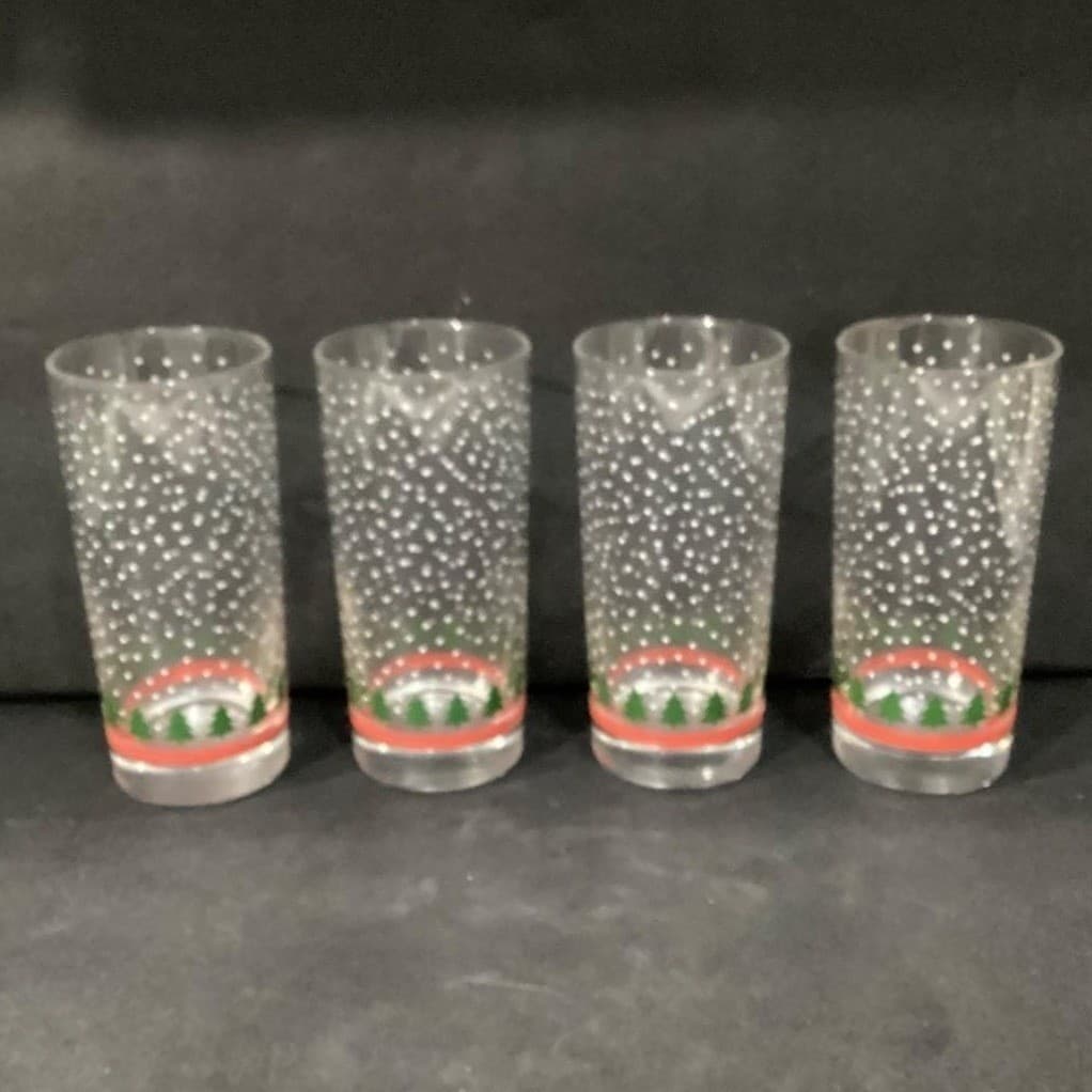 Winterland Winter Snow Tumblers by Libbey 4 Vintage Tree Holiday Glasses 16 0z - Thumbnail 10
