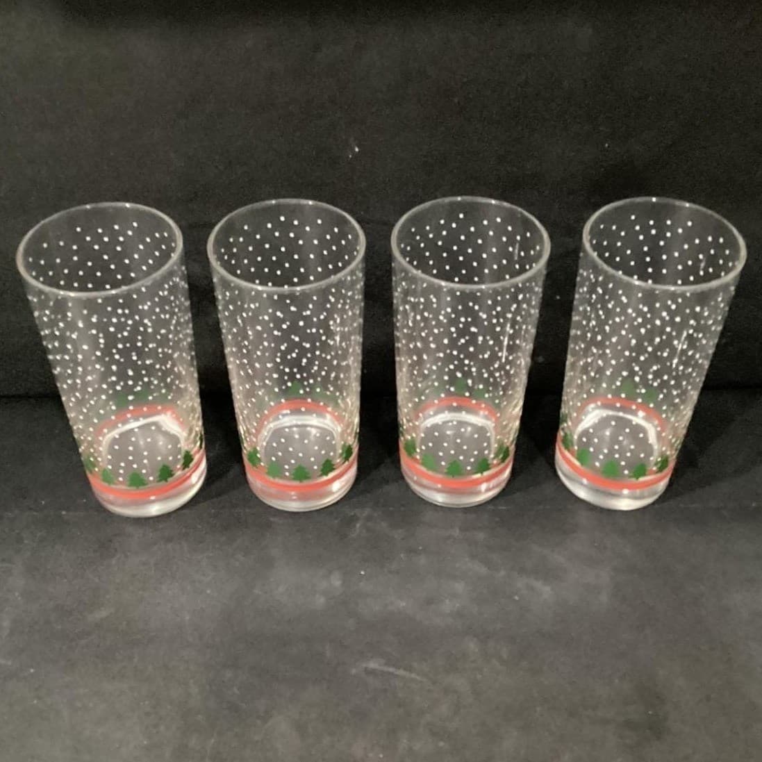 Winterland Winter Snow Tumblers by Libbey 4 Vintage Tree Holiday Glasses 16 0z - Thumbnail 6