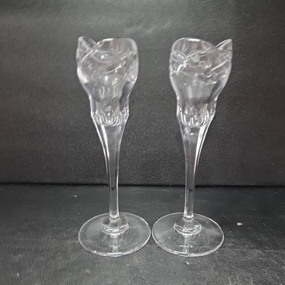 Mikasa Park Place Crystal Candleholders, Set of 2, Vintage Taper Holders - Thumbnail 4