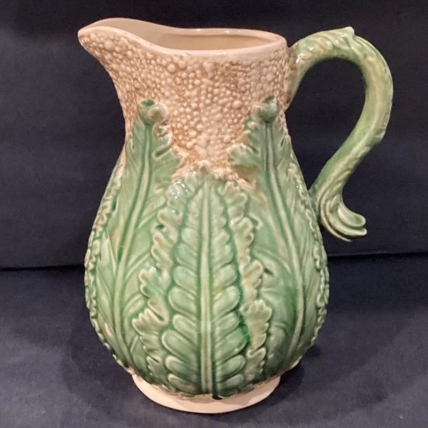 Cauliflower Cabbage Majolica Style Pitcher 9.75" Unbranded Ceramic Decor - Thumbnail 8