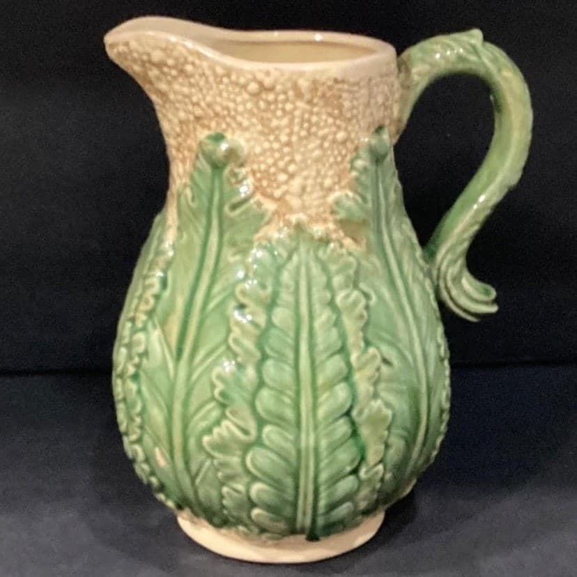 Cauliflower Cabbage Majolica Style Pitcher 9.75" Unbranded Ceramic Decor - Thumbnail 7