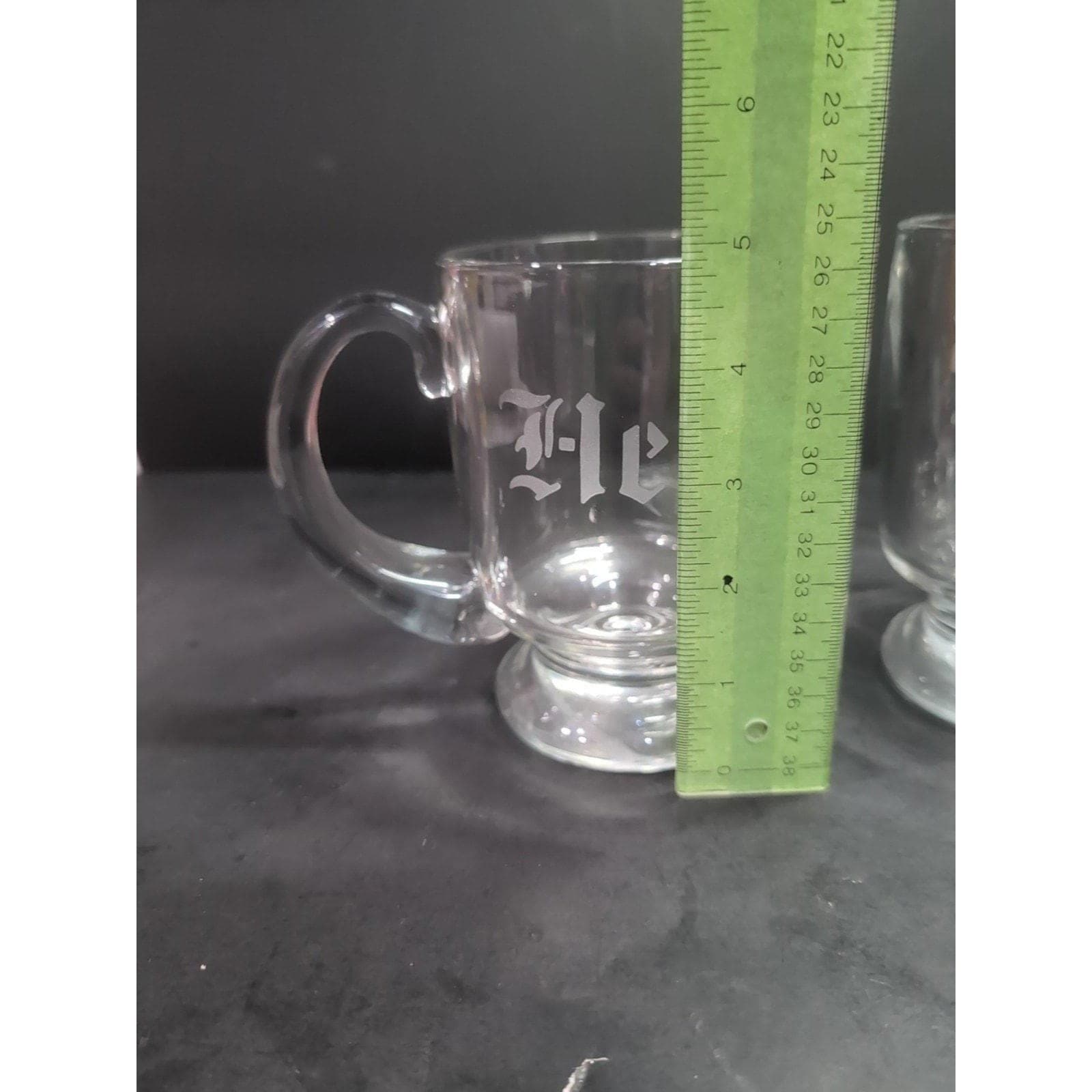 His & Hers Pedestal Cups, Etched Glass Mugs, Couples Coffee, Set of 2, Drinkware - Thumbnail 9