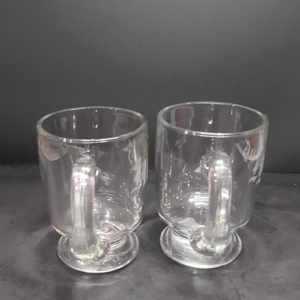 His & Hers Pedestal Cups, Etched Glass Mugs, Couples Coffee, Set of 2, Drinkware - Thumbnail 5