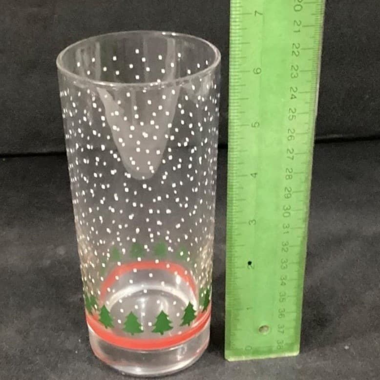 Winterland Winter Snow Tumblers by Libbey 4 Vintage Tree Holiday Glasses 16 0z - Thumbnail 2