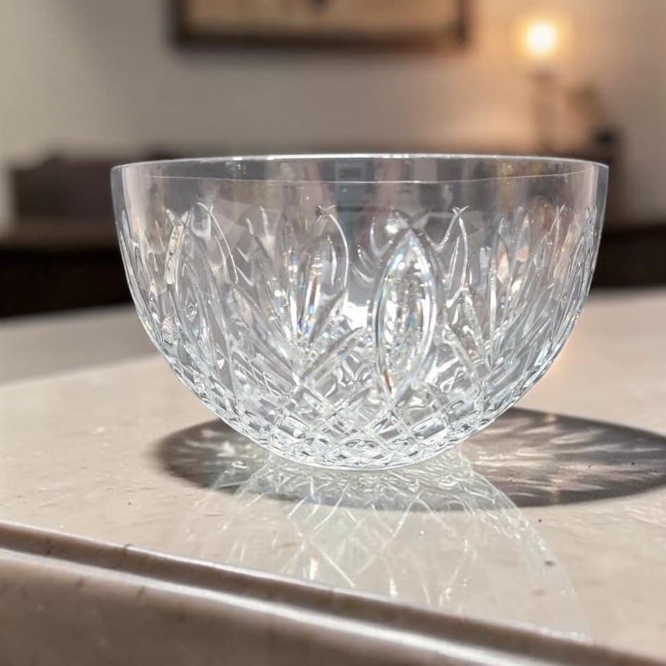 Waterford Crystal Clear Centerpiece, Vintage Artisan Signed Large Serving Bowl