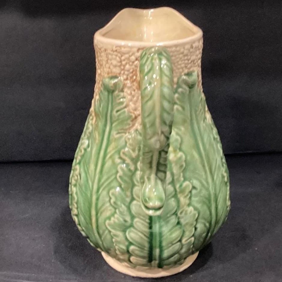 Cauliflower Cabbage Majolica Style Pitcher 9.75" Unbranded Ceramic Decor - Thumbnail 11