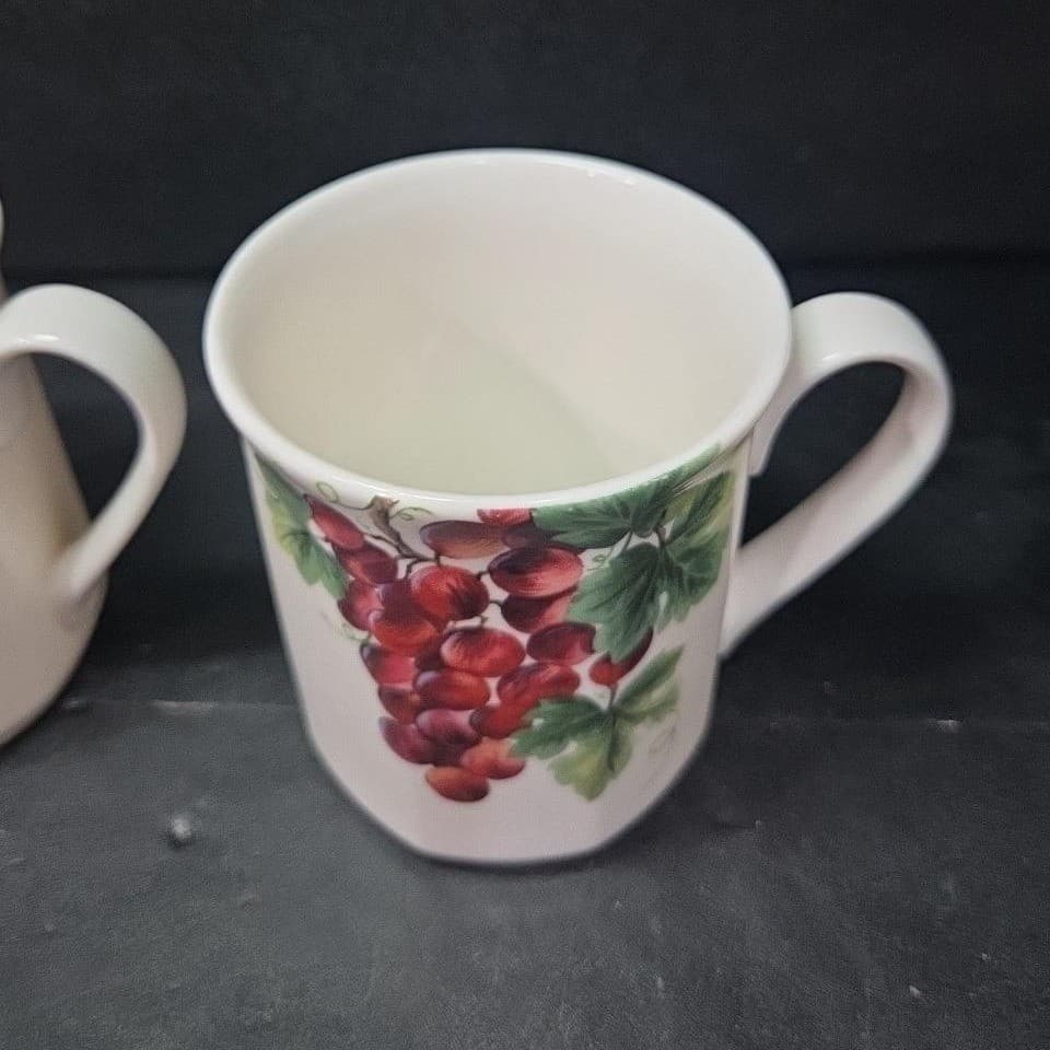 Royal Doulton Grape Coffee Cups, Set of 2, Vintage Fruit-Themed Mugs, Drinkware - Thumbnail 6