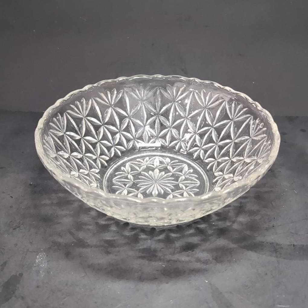 Pressed Glass Petal Design Clear Serving Bowl, Replacement Vintage Glassware - Thumbnail 2