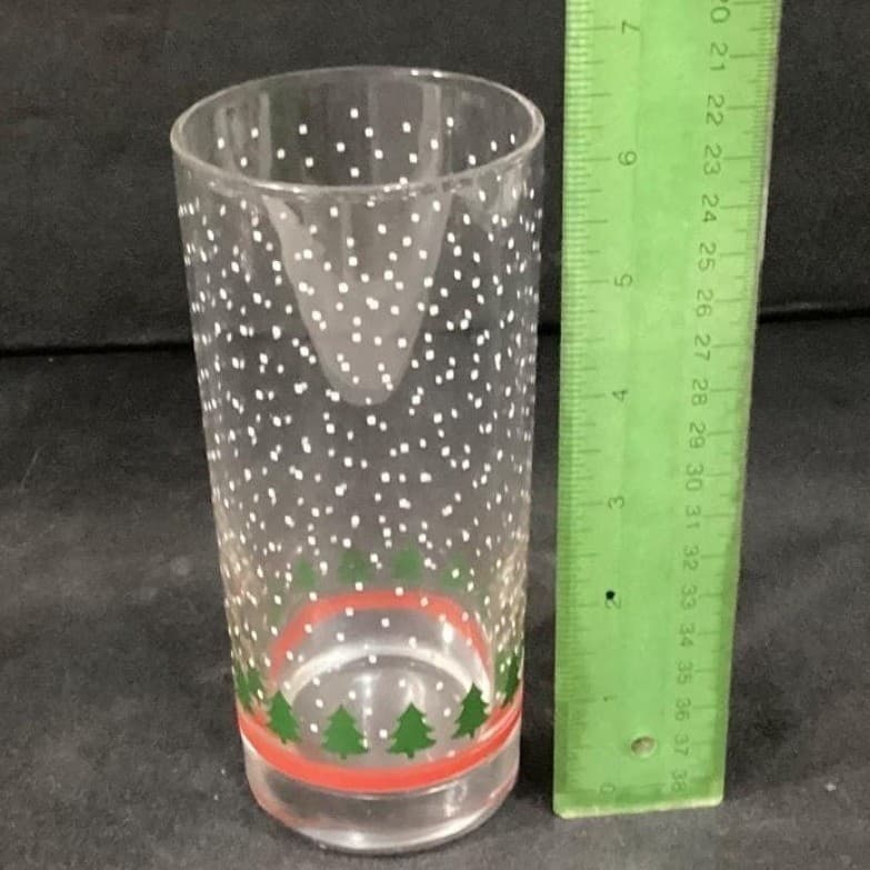 Winterland Winter Snow Tumblers by Libbey 2 Vintage Tree Holiday Glasses 16 0z - Thumbnail 2