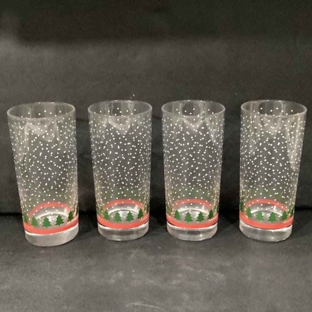 Winterland Winter Snow Tumblers by Libbey 4 Vintage Tree Holiday Glasses 16 0z - Thumbnail 9