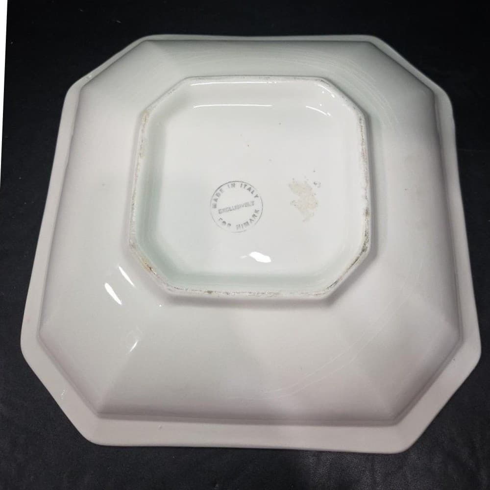 Himark Italy Ceramic Pear Serving Bowl, Vintage Square Dish, Butterfly & Fruit - Thumbnail 4