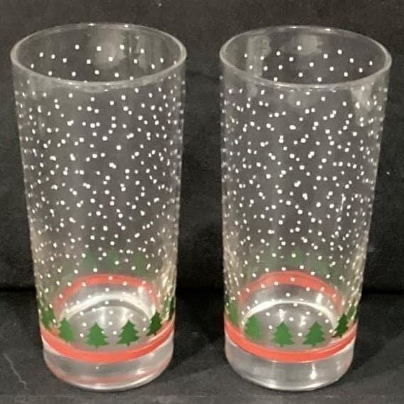 Winterland Winter Snow Tumblers by Libbey 2 Vintage Tree Holiday Glasses 16 0z - Thumbnail 11