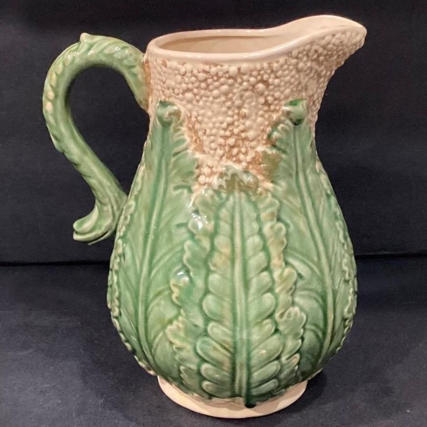 Cauliflower Cabbage Majolica Style Pitcher 9.75" Unbranded Ceramic Decor - Thumbnail 10