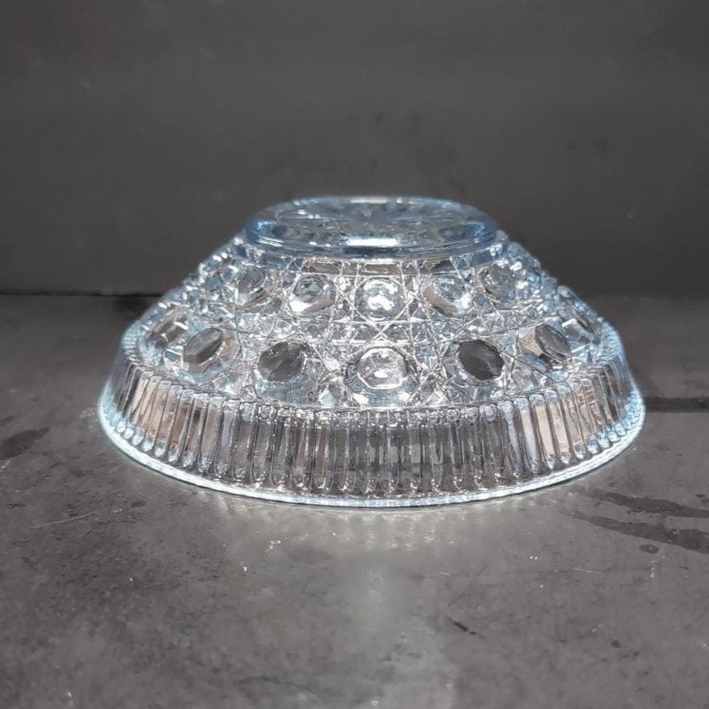 Federal Glass Buttons and Cane Blue Candy Dish, Vintage Starburst Centerpiece - Thumbnail 11