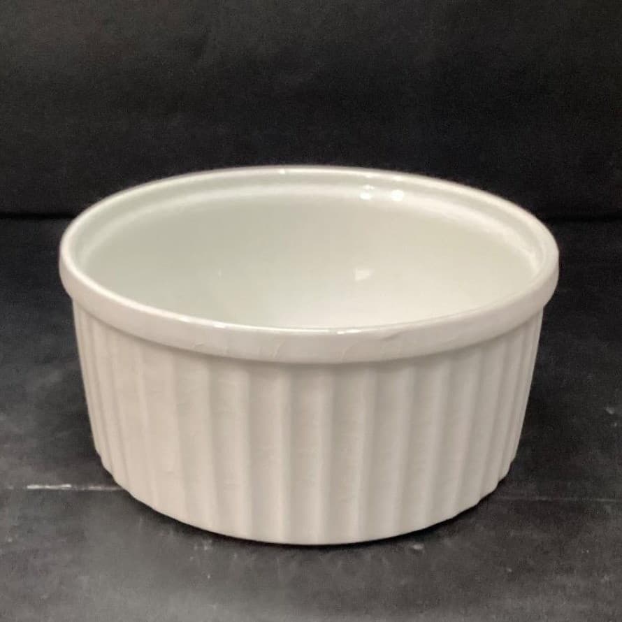Arabia of Finland White Ribbed Souffle Bowl, Vintage Casserole Dish, Bakeware - Thumbnail 11