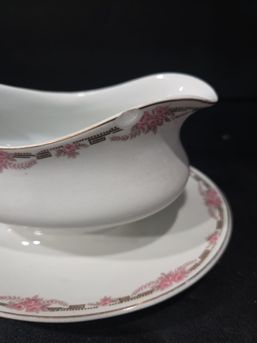 Overland by Alfred Meakin England Gravy Boat with Attached Underplate - Thumbnail 9